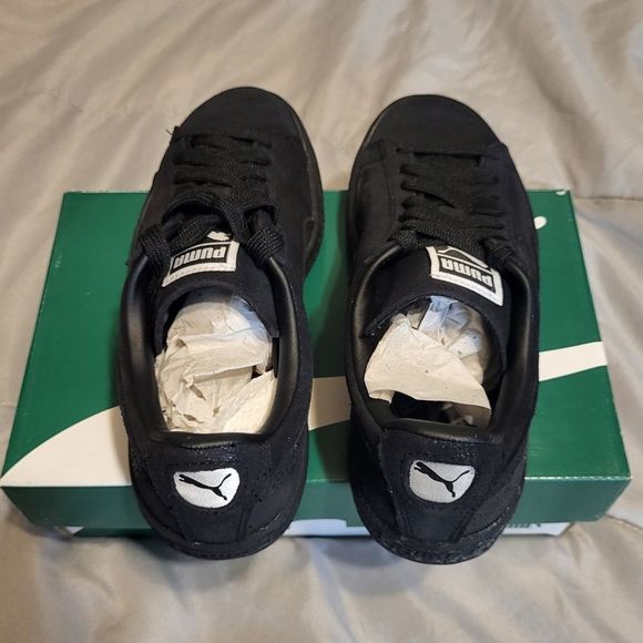 NIB Puma Sz6 Suede Classic Matte & Shine Sneakers in Black/Steel Gray - Picture 8 of 10